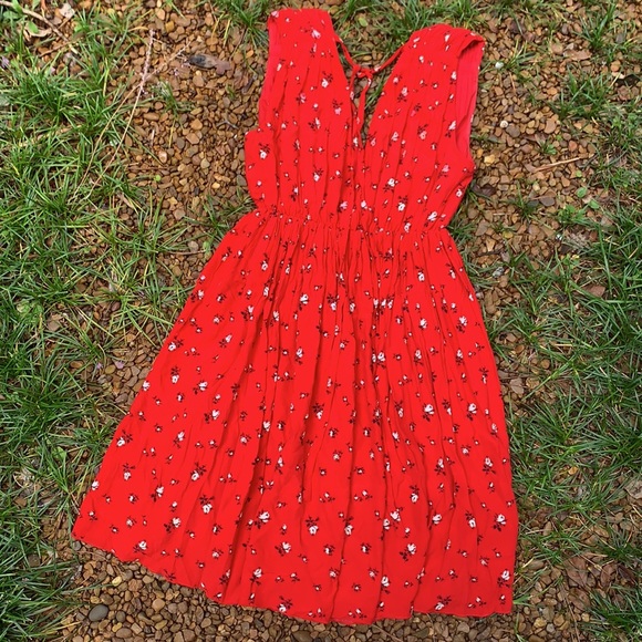 Madewell Dress Red Magnolia Tie back dress Rosebud Floral XS - Picture 6 of 7